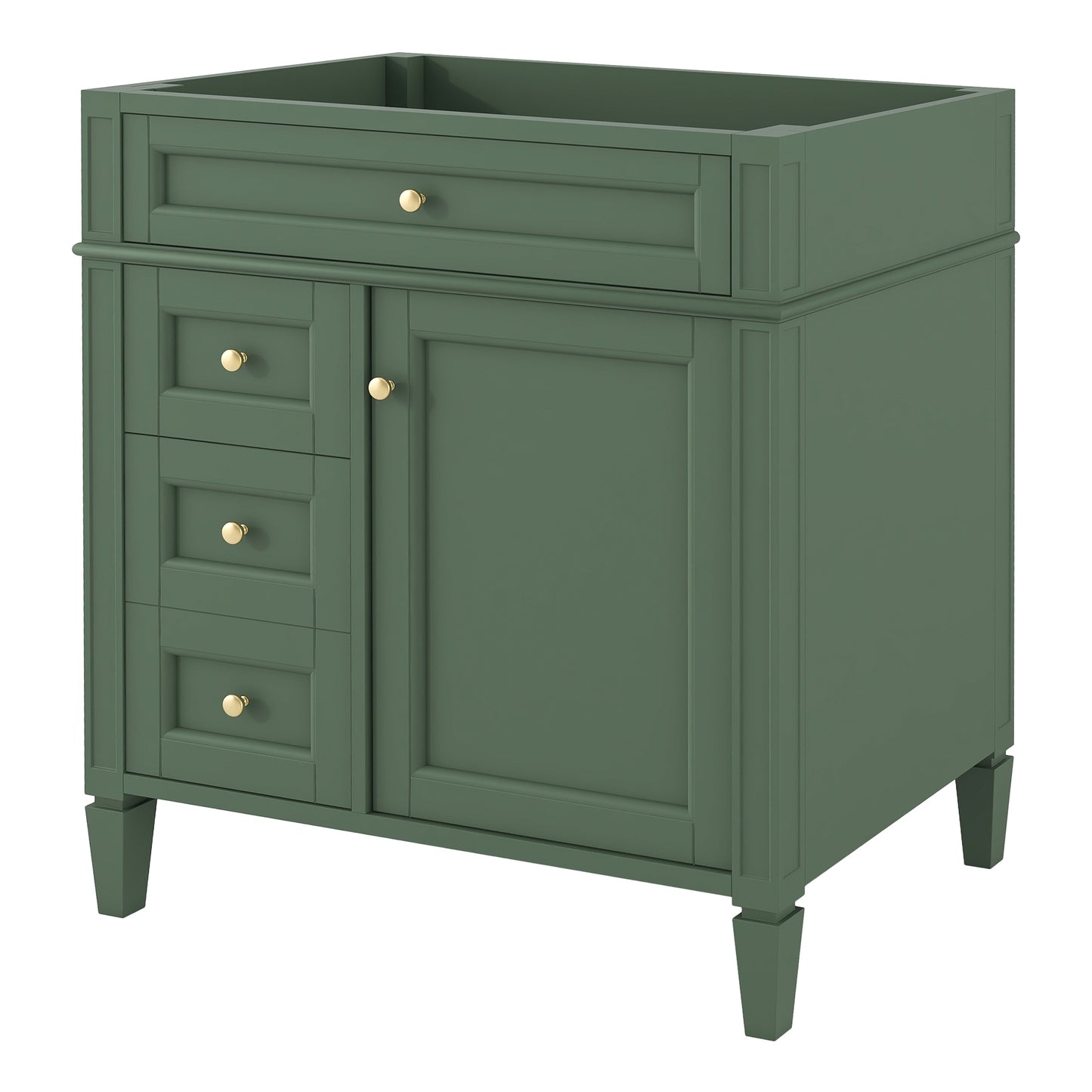 VanityFus 29.3-in Green Bathroom Vanity without Top Base Cabinet Undermount with 2 Soft Close Doors 3 Drawers Adjustable Shelves