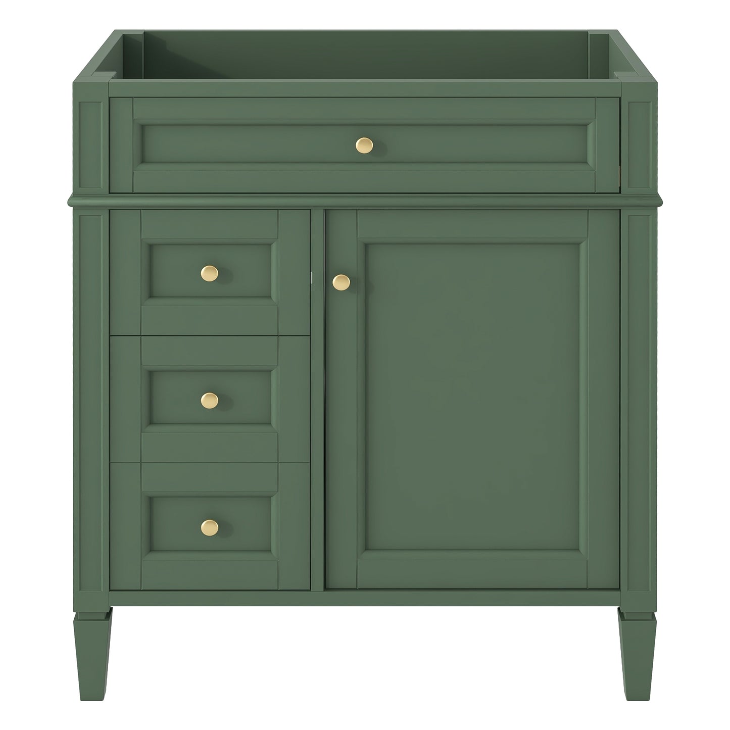 VanityFus 29.3-in Green Bathroom Vanity without Top Base Cabinet Undermount with 2 Soft Close Doors 3 Drawers Adjustable Shelves