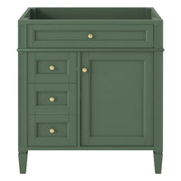 VanityFus 29.3-in Green Bathroom Vanity without Top Base Cabinet Undermount with 2 Soft Close Doors 3 Drawers Adjustable Shelves