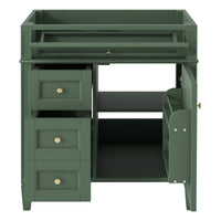 VanityFus 29.3-in Green Bathroom Vanity without Top Base Cabinet Undermount with 2 Soft Close Doors 3 Drawers Adjustable Shelves
