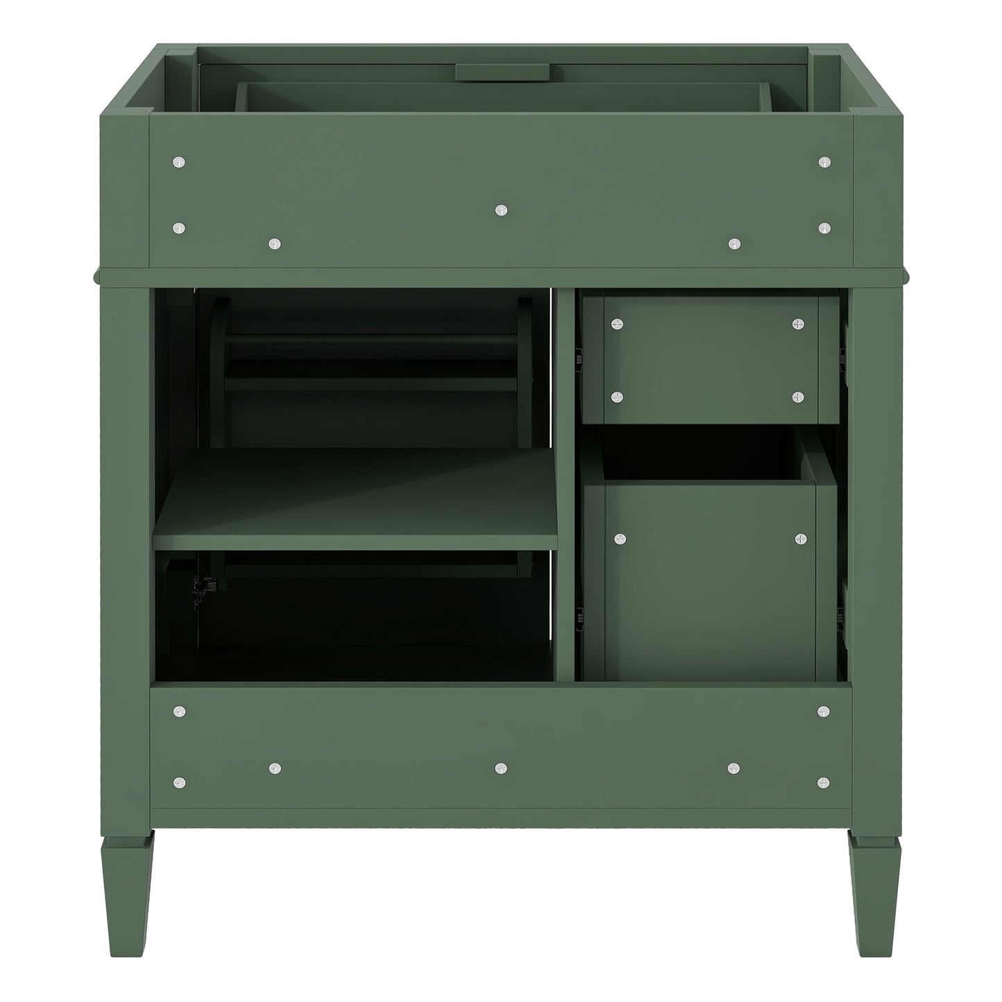 VanityFus 29.3-in Green Bathroom Vanity without Top Base Cabinet Undermount with 2 Soft Close Doors 3 Drawers Adjustable Shelves