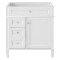 VanityFus 29.3-in White Bathroom Vanity Undermount without Top Base Cabinet with 2 Soft Close Doors 3 Drawers Adjustable Shelves