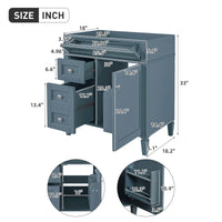 VanityFus 29.3-in Indigo Single Sink Bathroom Vanity Undermount 2 Soft-Closing Doors 3 Drawers Adjustable Shelves