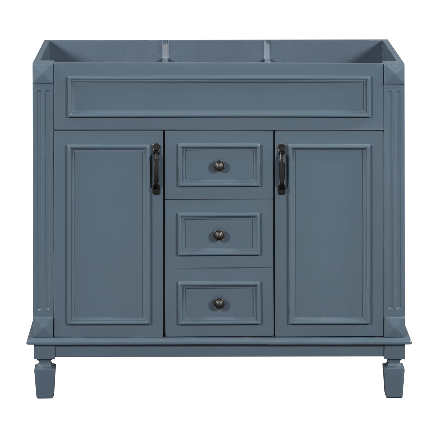 VanityFus 36.3-in Blue Bathroom Vanity Undermount without Top Base Cabinet with 2 Soft Close Doors 2 Drawers