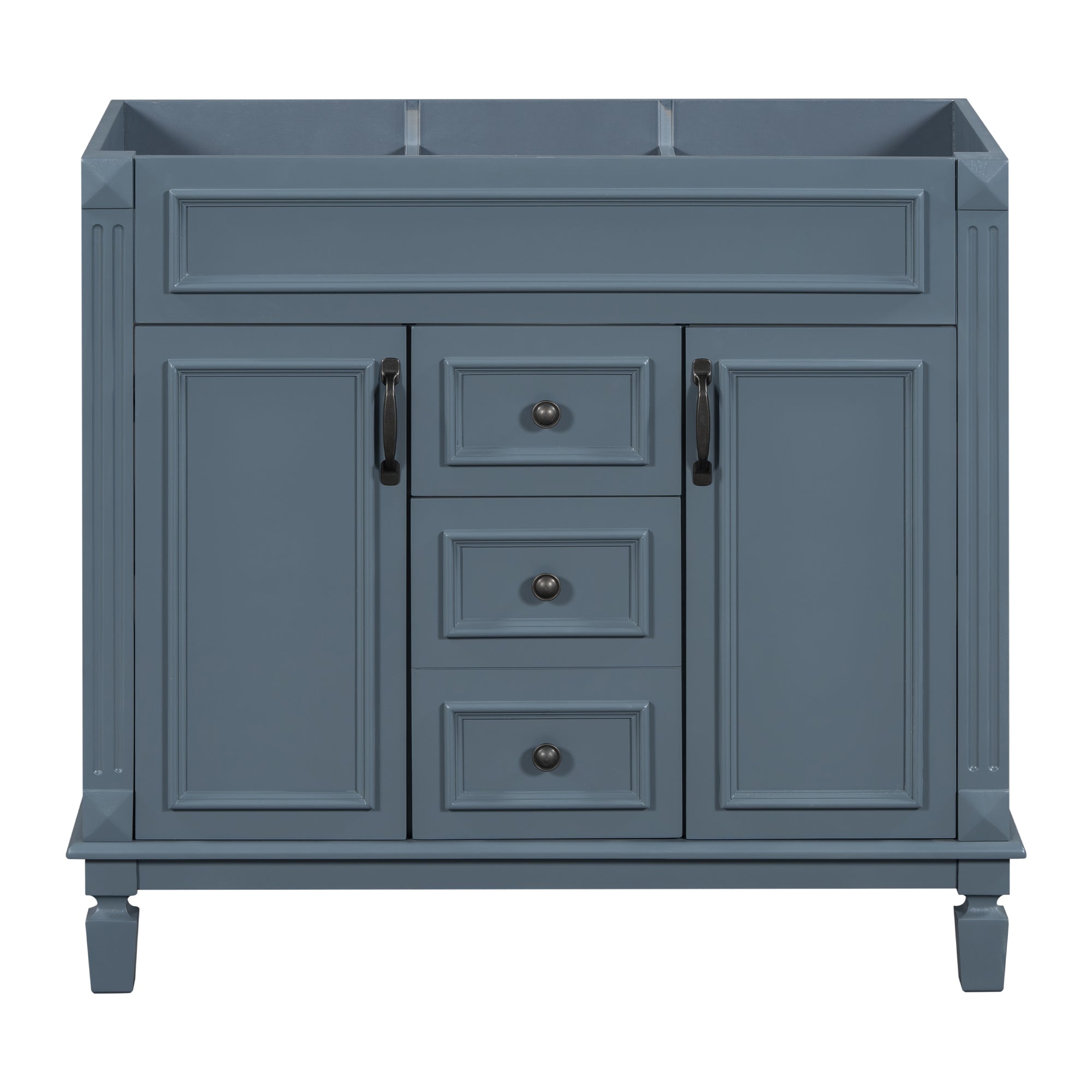VanityFus 36.3-in Blue Bathroom Vanity Undermount without Top Base Cabinet with 2 Soft Close Doors 2 Drawers