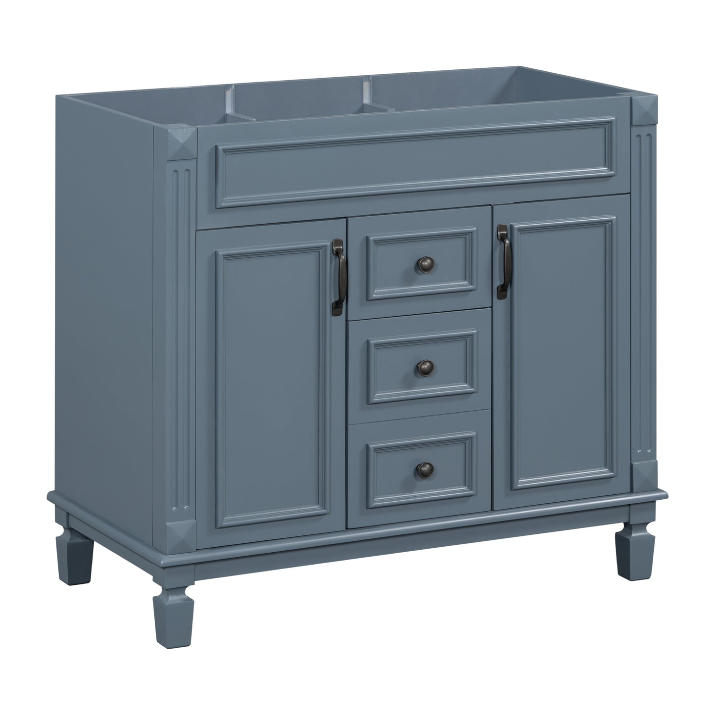 VanityFus 36.3-in Blue Bathroom Vanity Undermount without Top Base Cabinet with 2 Soft Close Doors 2 Drawers