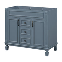 VanityFus 36.3-in Blue Bathroom Vanity Undermount without Top Base Cabinet with 2 Soft Close Doors 2 Drawers