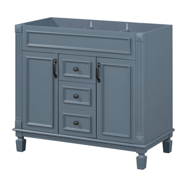 VanityFus 36.3-in Blue Bathroom Vanity Undermount without Top Base Cabinet with 2 Soft Close Doors 2 Drawers