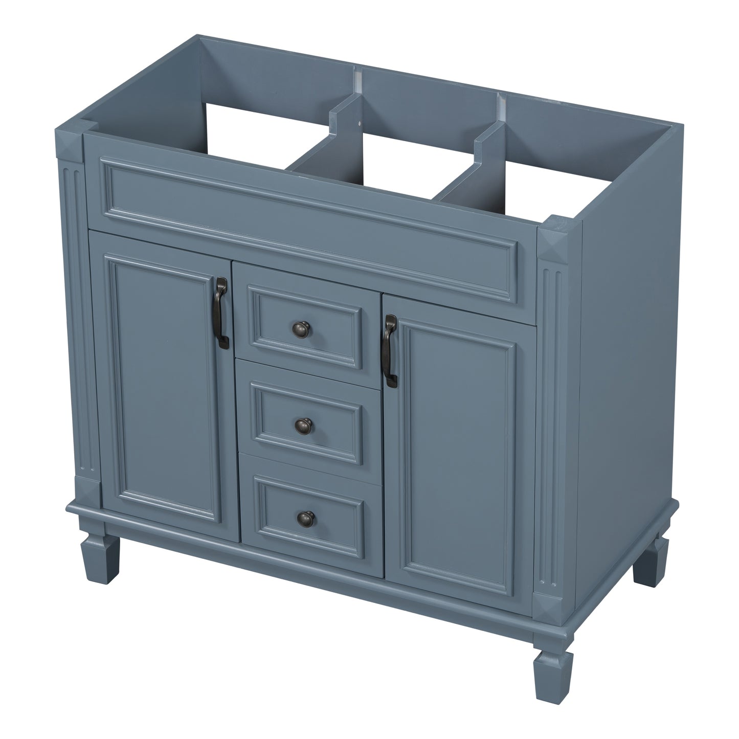VanityFus 36.3-in Blue Bathroom Vanity Undermount without Top Base Cabinet with 2 Soft Close Doors 2 Drawers