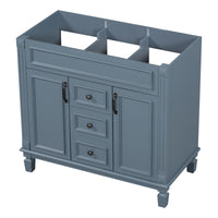 VanityFus 36.3-in Blue Bathroom Vanity Undermount without Top Base Cabinet with 2 Soft Close Doors 2 Drawers