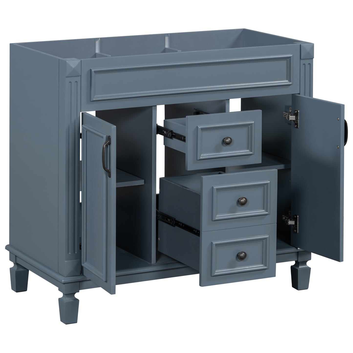 VanityFus 36.3-in Blue Bathroom Vanity Undermount without Top Base Cabinet with 2 Soft Close Doors 2 Drawers