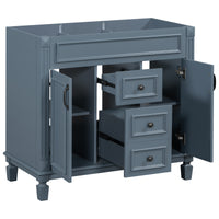 VanityFus 36.3-in Blue Bathroom Vanity Undermount without Top Base Cabinet with 2 Soft Close Doors 2 Drawers