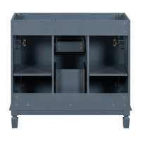 VanityFus 36.3-in Blue Bathroom Vanity Undermount without Top Base Cabinet with 2 Soft Close Doors 2 Drawers