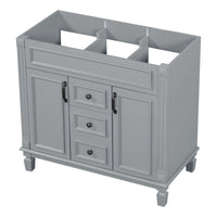 VanityFus 36.3-in Grey Bathroom Vanity Undermount without Top Base Cabinet with 2 Soft Close Doors 2 Drawers