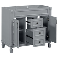 VanityFus 36.3-in Grey Bathroom Vanity Undermount without Top Base Cabinet with 2 Soft Close Doors 2 Drawers