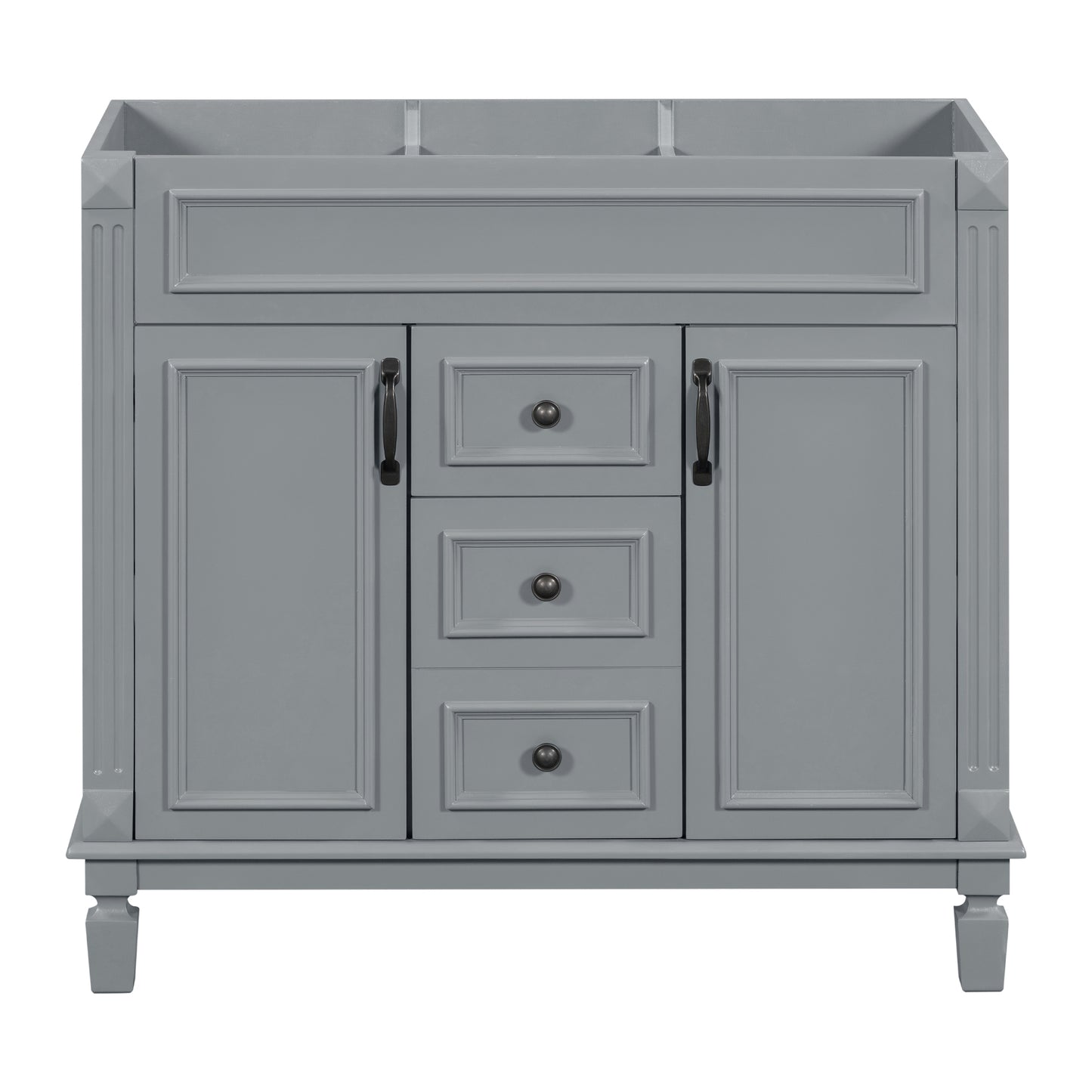 VanityFus 36.3-in Grey Bathroom Vanity Undermount without Top Base Cabinet with 2 Soft Close Doors 2 Drawers