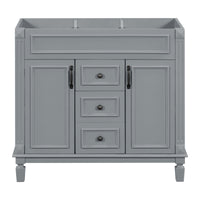 VanityFus 36.3-in Grey Bathroom Vanity Undermount without Top Base Cabinet with 2 Soft Close Doors 2 Drawers