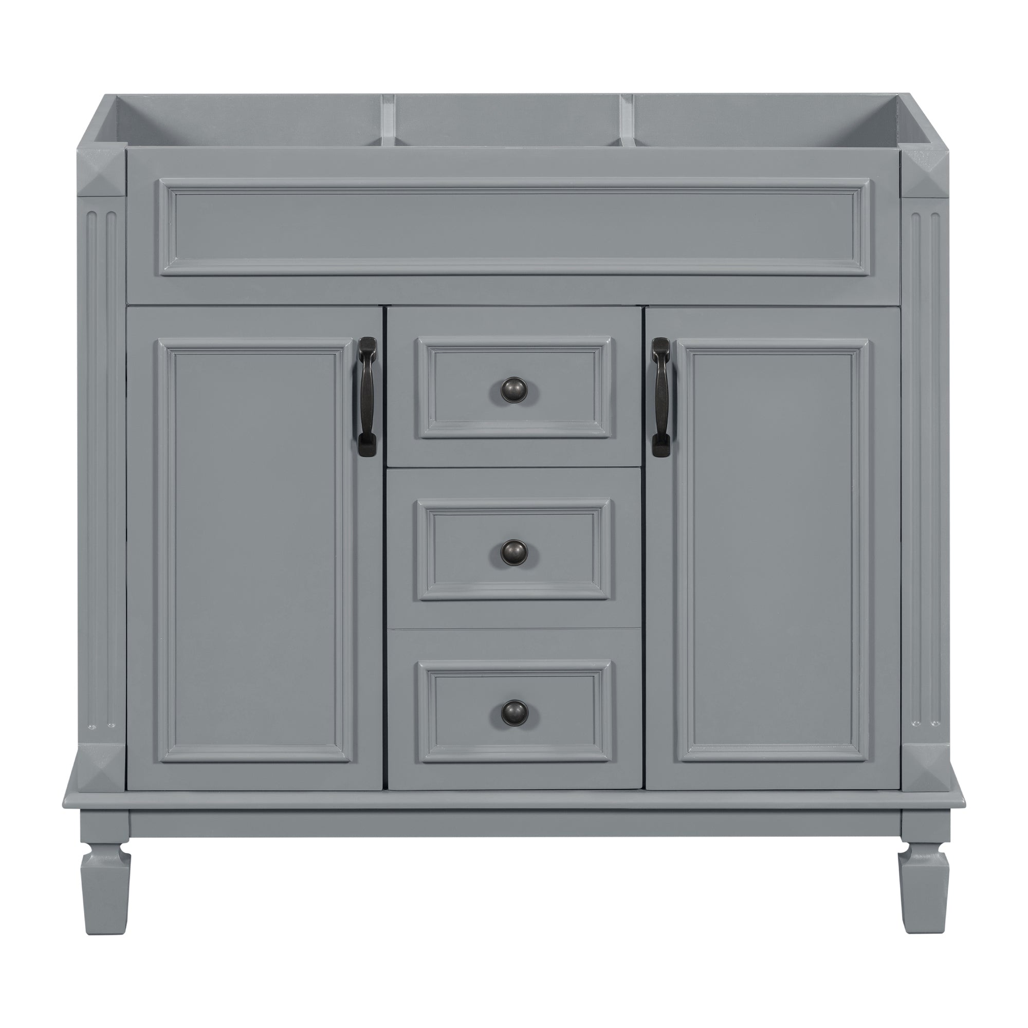 VanityFus 36.3-in Grey Bathroom Vanity Undermount without Top Base Cabinet with 2 Soft Close Doors 2 Drawers