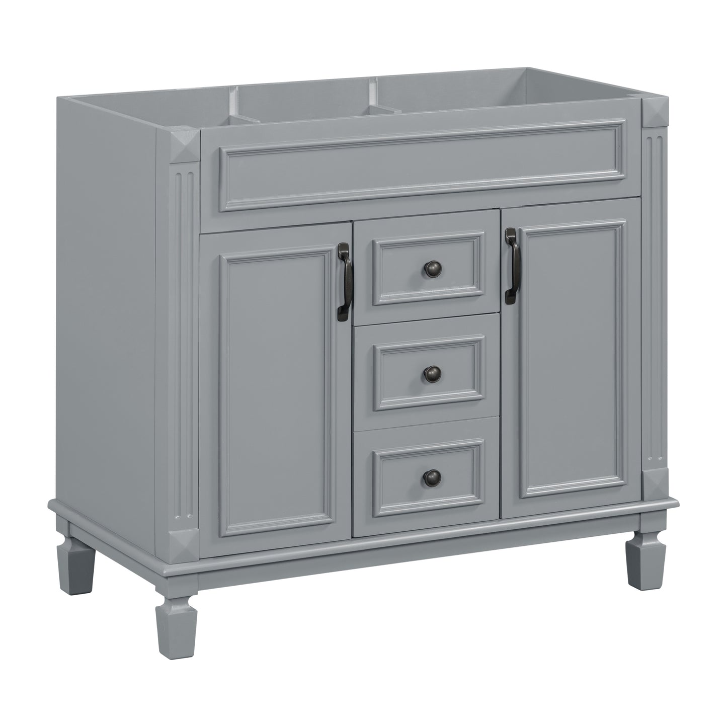 VanityFus 36.3-in Grey Bathroom Vanity Undermount without Top Base Cabinet with 2 Soft Close Doors 2 Drawers