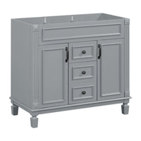 VanityFus 36.3-in Grey Bathroom Vanity Undermount without Top Base Cabinet with 2 Soft Close Doors 2 Drawers