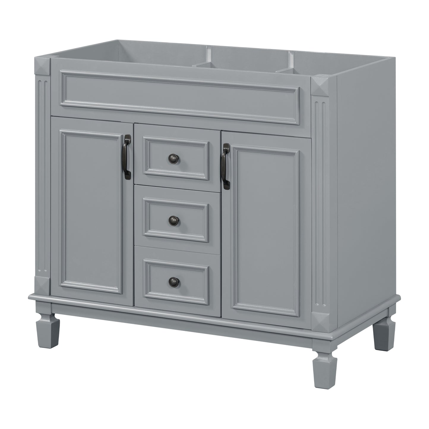 VanityFus 36.3-in Grey Bathroom Vanity Undermount without Top Base Cabinet with 2 Soft Close Doors 2 Drawers