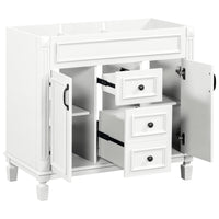 VanityFus 36.3-in White Bathroom Vanity Undermount without Top Base Cabinet with 2 Soft Close Doors 2 Drawers