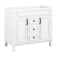 VanityFus 36.3-in White Bathroom Vanity Undermount without Top Base Cabinet with 2 Soft Close Doors 2 Drawers