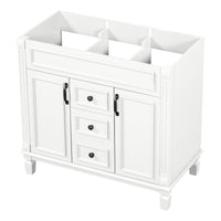 VanityFus 36.3-in White Bathroom Vanity Undermount without Top Base Cabinet with 2 Soft Close Doors 2 Drawers