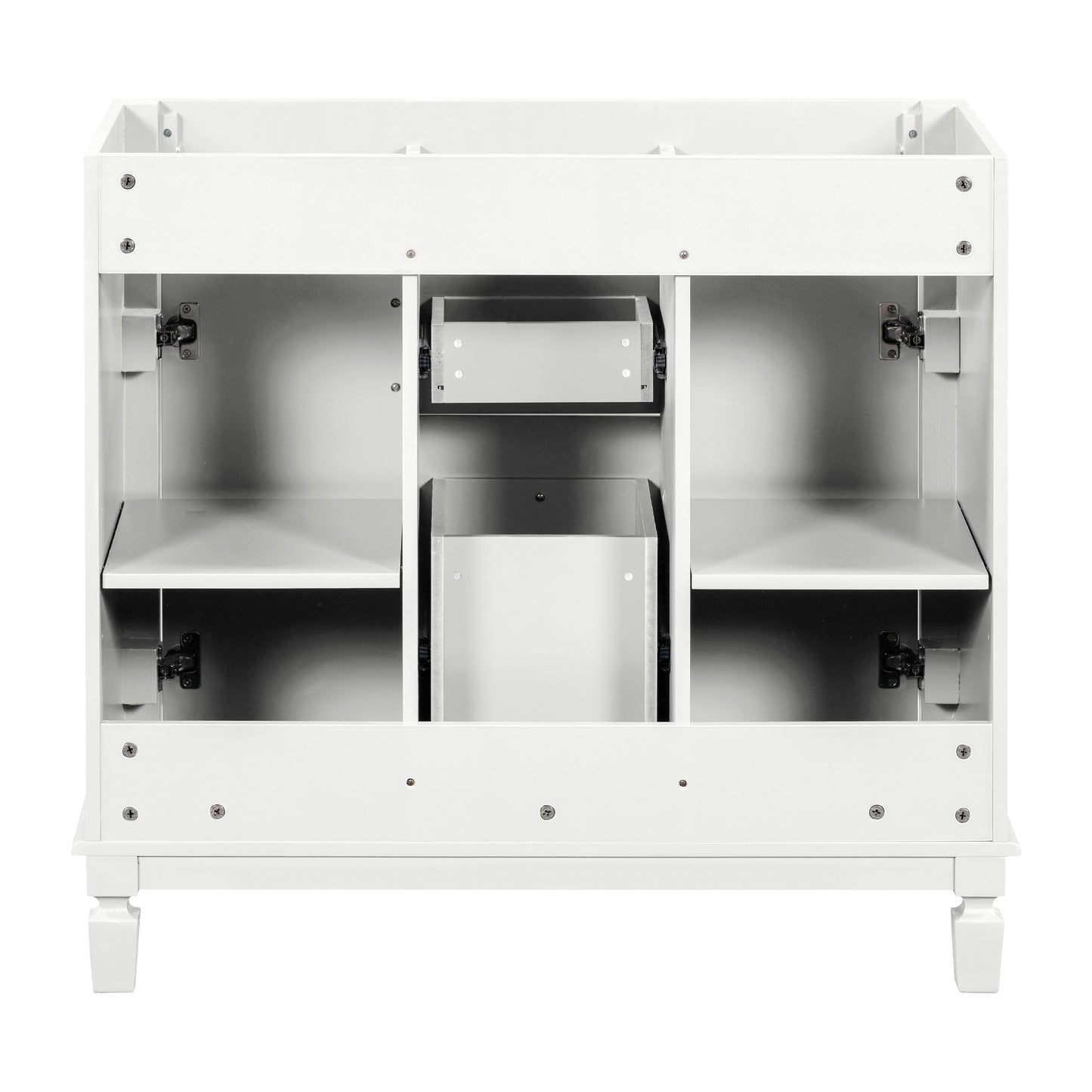 VanityFus 36.3-in White Bathroom Vanity Undermount without Top Base Cabinet with 2 Soft Close Doors 2 Drawers