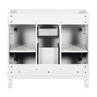 VanityFus 36.3-in White Bathroom Vanity Undermount without Top Base Cabinet with 2 Soft Close Doors 2 Drawers