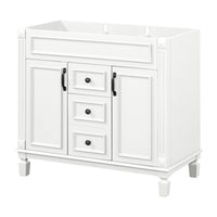 VanityFus 36.3-in White Bathroom Vanity Undermount without Top Base Cabinet with 2 Soft Close Doors 2 Drawers