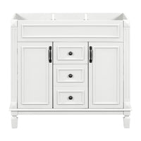 VanityFus 36.3-in White Bathroom Vanity Undermount without Top Base Cabinet with 2 Soft Close Doors 2 Drawers