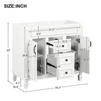 VanityFus 36.3-in White Bathroom Vanity Undermount without Top Base Cabinet with 2 Soft Close Doors 2 Drawers
