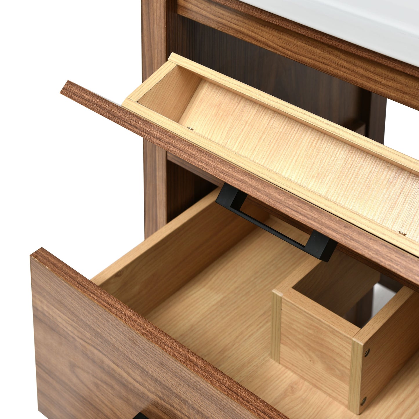 VanityFus 24.4-in Natural Wood Bathroom Vanity Single Sink Combo with Ceramic Top Undermount 3 Drawers