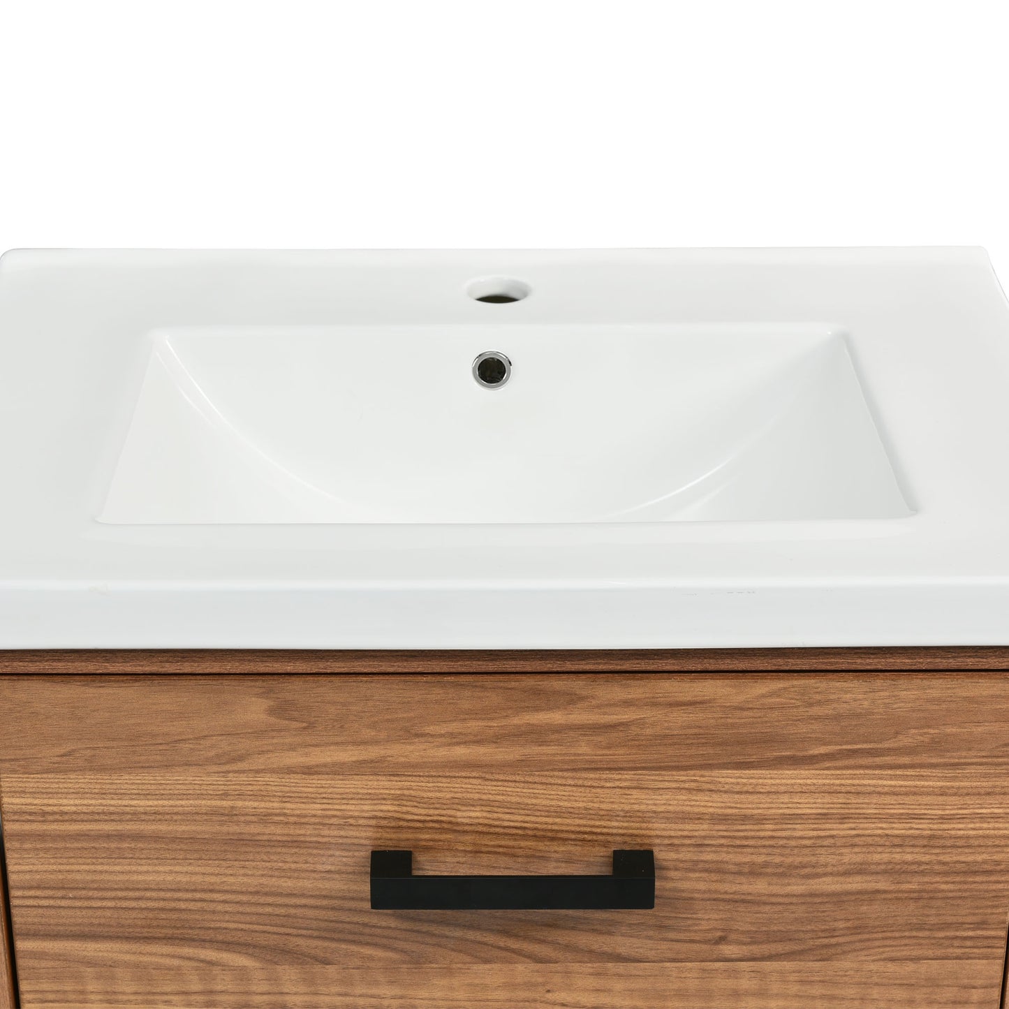 VanityFus 24.4-in Natural Wood Bathroom Vanity Single Sink Combo with Ceramic Top Undermount 3 Drawers
