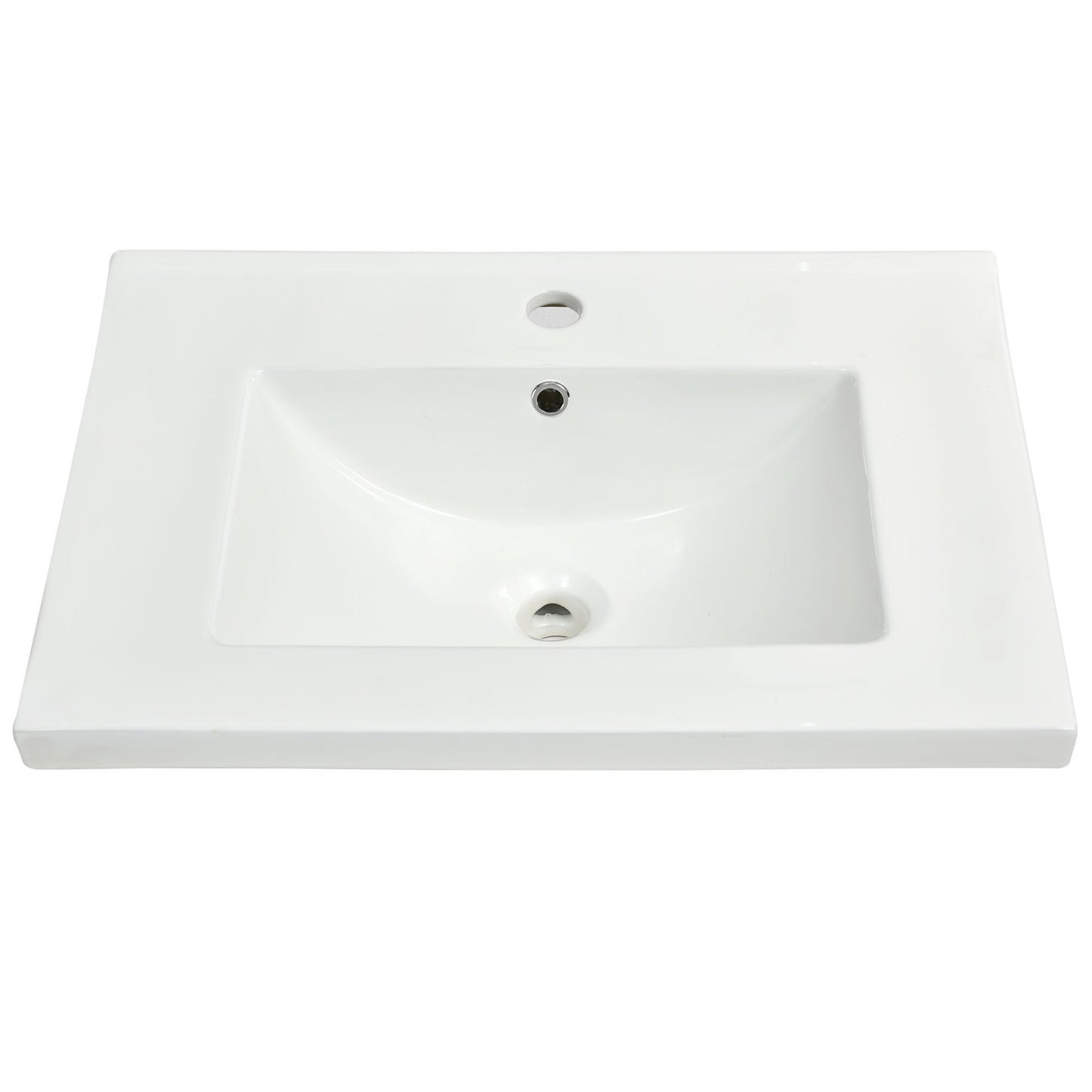 VanityFus 24.4-in Natural Wood Bathroom Vanity Single Sink Combo with Ceramic Top Undermount 3 Drawers