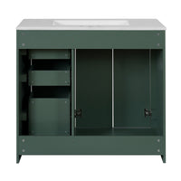 VanityFus 36-in Green Bathroom Vanity Undermount Single Sink Combo with Ceramic Top 2 Soft Close Doors 3 Drawers