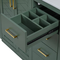 VanityFus 36-in Green Bathroom Vanity Undermount Single Sink Combo with Ceramic Top 2 Soft Close Doors 3 Drawers
