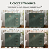 VanityFus 36-in Green Bathroom Vanity Undermount Single Sink Combo with Ceramic Top 2 Soft Close Doors 3 Drawers