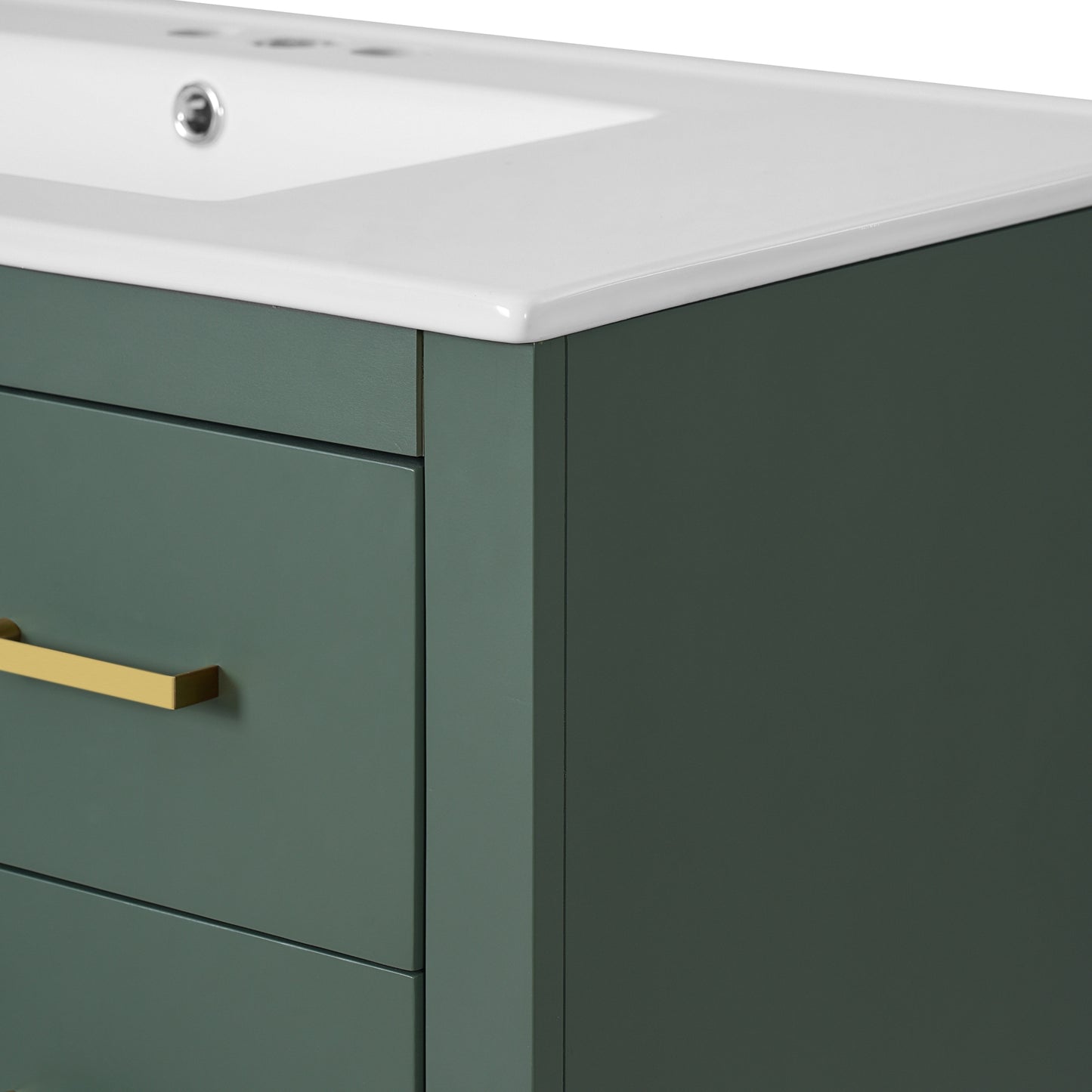 VanityFus 36-in Green Bathroom Vanity Undermount Single Sink Combo with Ceramic Top 2 Soft Close Doors 3 Drawers