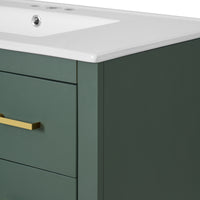 VanityFus 36-in Green Bathroom Vanity Undermount Single Sink Combo with Ceramic Top 2 Soft Close Doors 3 Drawers