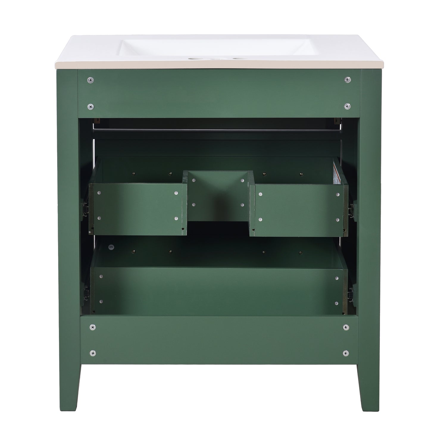 VanityFus 30-in Green Bathroom Vanity Single Sink Combo with Ceramic Top Undermount 3 Drawers
