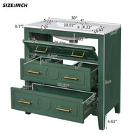 VanityFus 30-in Green Bathroom Vanity Single Sink Combo with Ceramic Top Undermount 3 Drawers