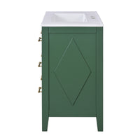 VanityFus 30-in Green Bathroom Vanity Single Sink Combo with Ceramic Top Undermount 3 Drawers