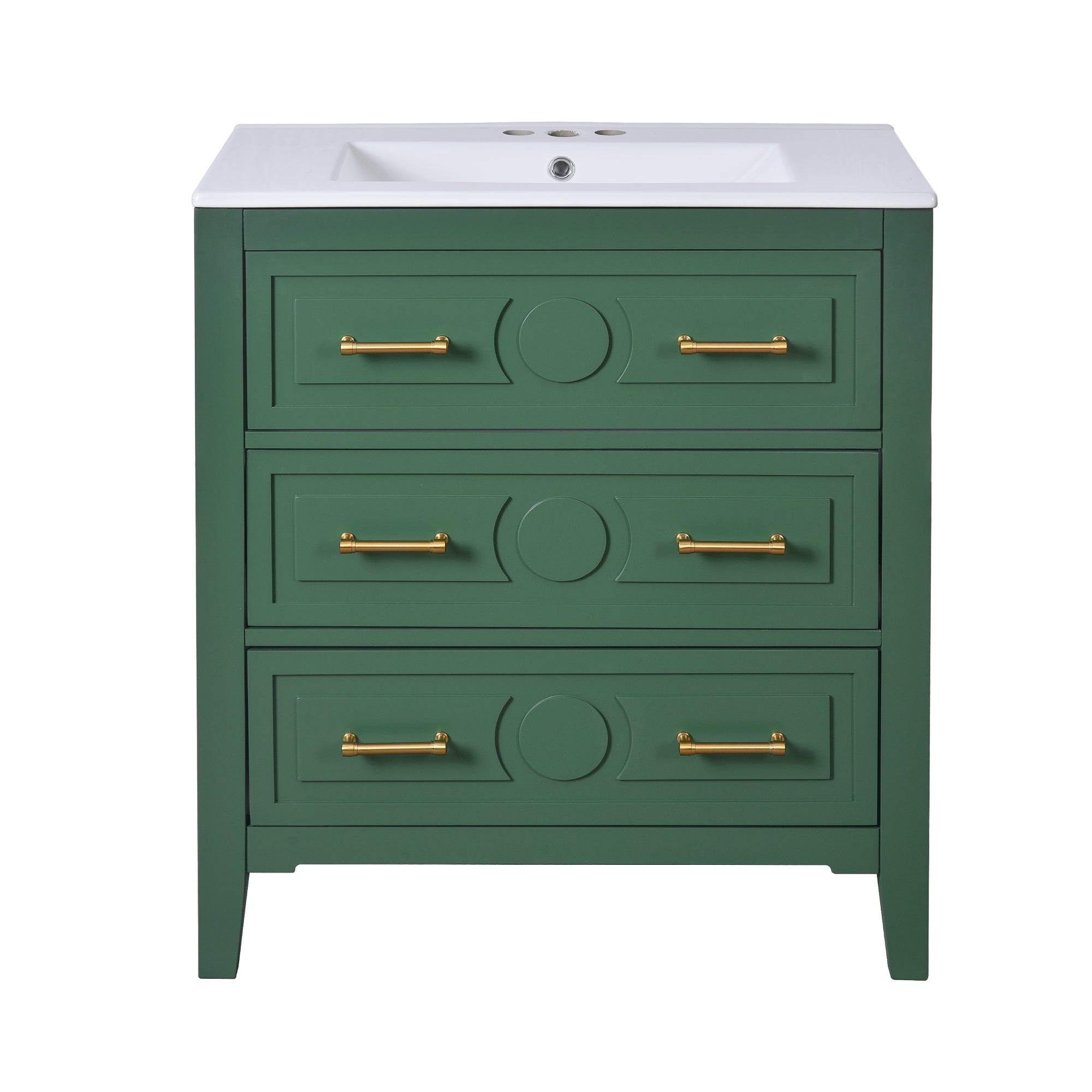 VanityFus 30-in Green Bathroom Vanity Single Sink Combo with Ceramic Top Undermount 3 Drawers