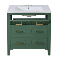 VanityFus 30-in Green Bathroom Vanity Single Sink Combo with Ceramic Top Undermount 3 Drawers