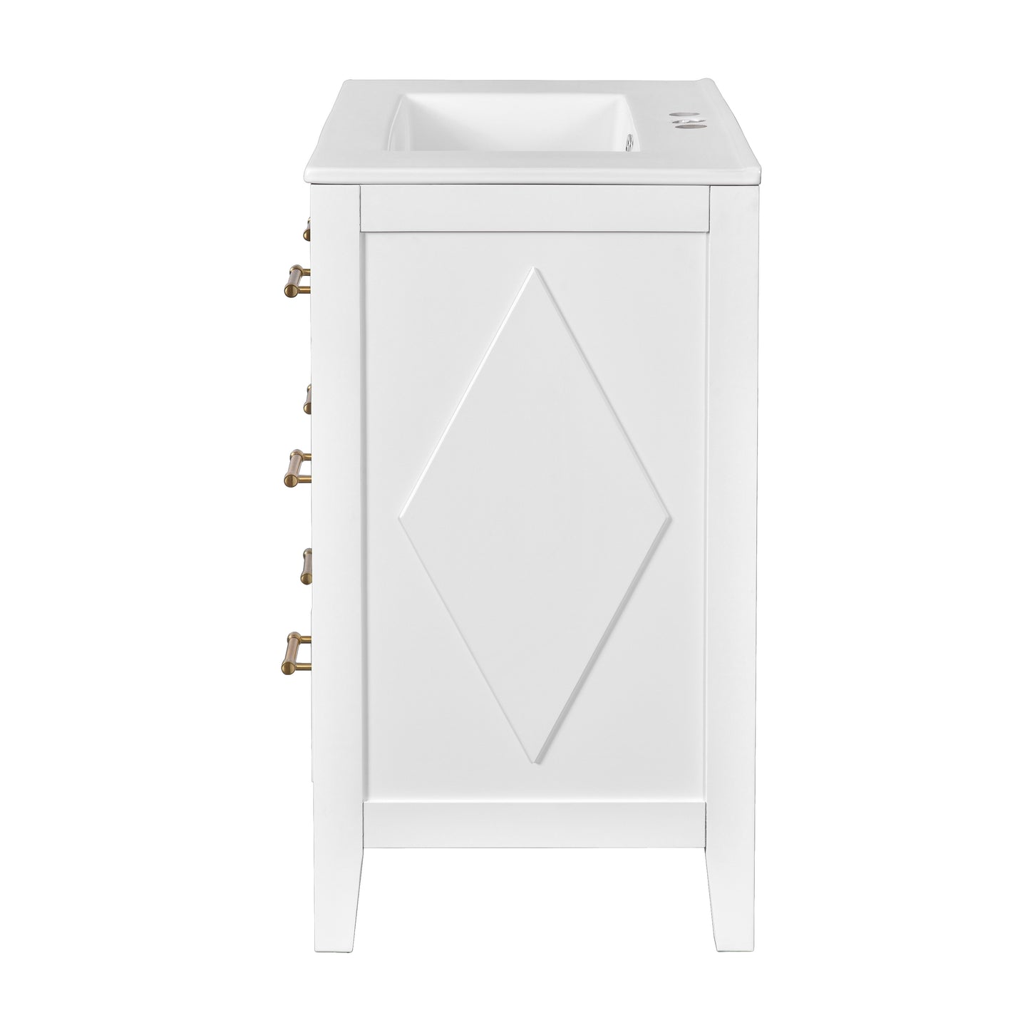VanityFus 30-in White Bathroom Vanity Single Sink Combo with Ceramic Top Undermount 3 Drawers