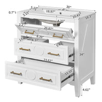 VanityFus 30-in White Bathroom Vanity Single Sink Combo with Ceramic Top Undermount 3 Drawers