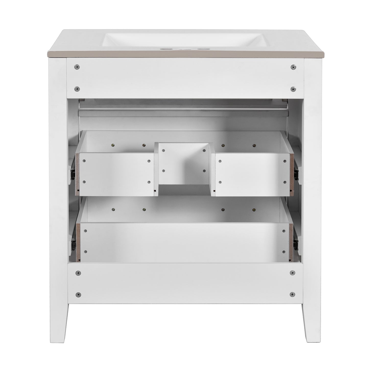 VanityFus 30-in White Bathroom Vanity Single Sink Combo with Ceramic Top Undermount 3 Drawers