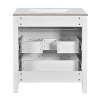 VanityFus 30-in White Bathroom Vanity Single Sink Combo with Ceramic Top Undermount 3 Drawers
